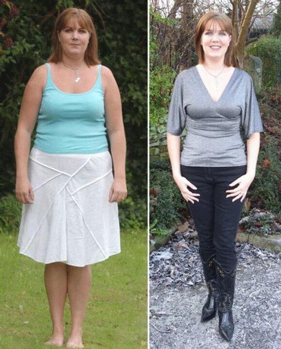 Nő fogyás előtt és után kefir diétán